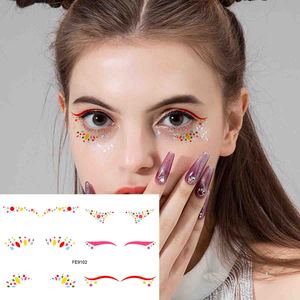 Adesivi per il trucco degli occhi <span class=keywords><strong>arcobaleno</strong></span> europei personalizzati tatuaggio temporaneo decorazione viso Eyeliner tatuaggio per feste OEM Friendly - Product Image 4