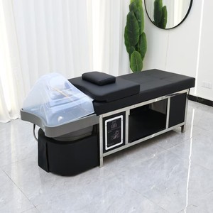 Fauteuil de lavage de cheveux moderne en cuir synthétique noir, démontable et assemblable, pour salon, salle de bain et hôtel, vente en gros - Product Image 2