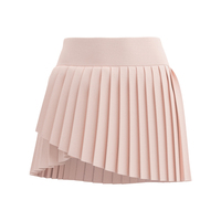 Jupe plissée à effet deux pièces, jupe de tennis et de yoga taille haute anti-exposition avec poches, double couche antidérapante couleur unie