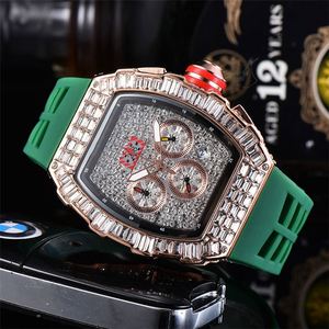 Alta calidad de lujo de los hombres de cuarzo diamante Tonneau totalmente helado reloj <span class=keywords><strong>rojo</strong></span> Bule correa de silicona reloj Masculino - Product Image 5