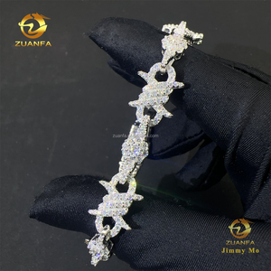Hot Selling Bulk Stock Rapper Jewelry Iced Out Cross Design Moissanite Cuban Chain Hip Hop 925 Silver <strong>InfinIty</strong> Cuban <strong>Bracelet</strong> - Product Image 6