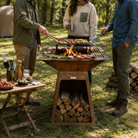 Barbecue à charbon de bois, brasero, plancha, foyer pour cuisson extérieure