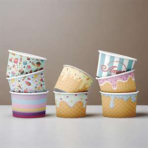 Gobelet en papier avec logo personnalisé à faible quantité minimale de commande pour crème glacée bol à dessert jetable de qualité alimentaire tasse à crème glacée avec couvercle - Product Image 2