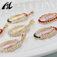 Pendentif religieux catholique plaqué or Vierge Marie de Guadalupe avec zircon cubique, bijoux de mode pour femmes