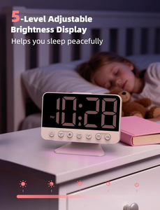 Relojes Despertadores Digitales para Dormitorios: Números Grandes y Nítidos, <span class=keywords><strong>5</strong></span> Niveles de Brillo Ajustables - Fáciles de Leer <span class=keywords><strong>a</strong></span> lo Largo de la Habitación - <span class=keywords><strong>5</strong></span> Sonidos de Alarma - Product Image 4