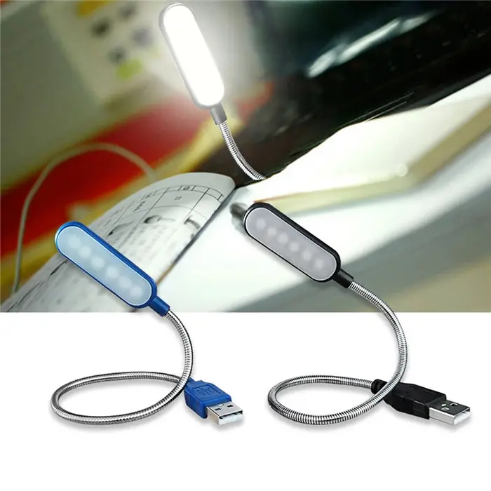 Miniluz LED portátil USB para lectura, lámpara de mesa Flexible, 6 LED, USB, para banco de energía, portátil, Notebook, PC y ordenador