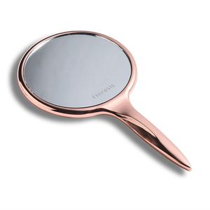 Rose Gold Metal Custom Logo Compact Makeup Cosmetic Travel Vanity Hand Big Mirror - Product Image 2