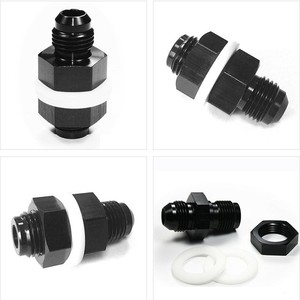 Raccord de cellule à combustible AN6 pour traversée de coque, connecteur mâle en aluminium à raccord évasé avec écrou de blocage et rondelles en téflon pour système de réservoir de carburant de course - Product Image 5