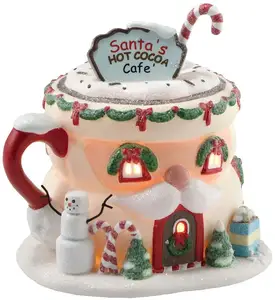 Wholesale North Pole Village Santa's Hot Cocoa Cafe Lit House