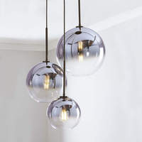 Lustre à bulles de style nordique moderne de luxe E27, ampoules incandescentes, suspension pour cuisine, hôtel, décoration, boule de verre et de pierre D25cm