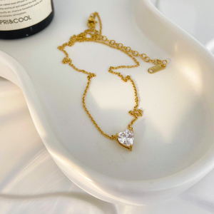 18K mạ vàng thép không gỉ Vòng cổ joyas de acero inoxidable <span class=keywords><strong>AL</strong></span> por thị trưởng hình trái tim Zircon Mặt dây chuyền vòng cổ - Product Image 5