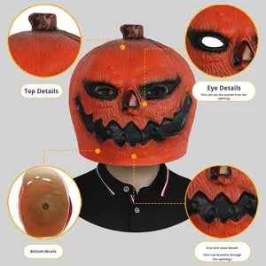 Baige dạ quang bí ngô kinh dị mặt nạ lớn màu đen miệng giả trang nhăn mặt cho Halloween bên hiệu suất đạo cụ cao su - Product Image 3