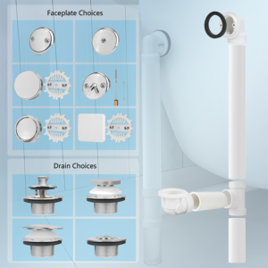 관형 팁-발가락 욕조 오버플로 폐기물 배출 키트 Sch. 욕실 용 구멍이없는 페이스 플레이트가있는 40 PVC 파이프 목욕 폐기물 유니 그린 - Product Image 3