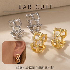 ต่างหูแบบห่วงชุบทอง โลหะผสมสังกะสี ทรงกลม ดีไซน์เก๋ - Product Image 5