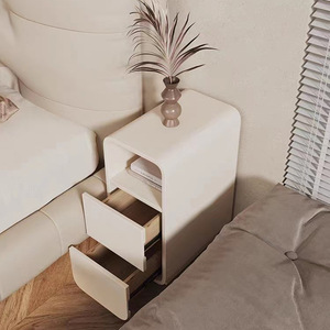 Crème vent lumière luxe petite table de chevet extrêmement étroite maison moderne simple <span class=keywords><strong>taquet</strong></span> français chevet casier armoire tête de chevet - Product Image 4
