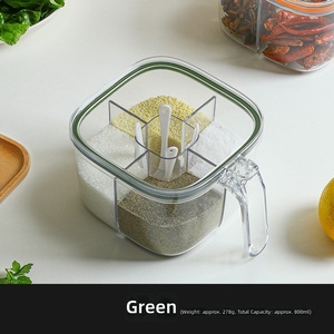 Clear Seasoning <b>Box</b>, Seasoning Rack Spice Pots, <b>Storage</b> Container Condiment Seasoning <b>Box</b> with Covers and Spoons - Product Image 2