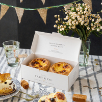 Boîte à pâtisserie jetable auto-élevante personnalisée, emballage pour tarte aux œufs, papier kraft, logo imprimé UV pour café, pâtisserie