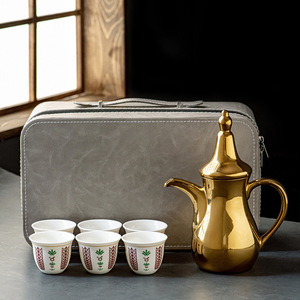 Set da Caffè Arabo in Ceramica per il Medio Oriente, Tazza Dora, Set <span class=keywords><strong>Kava</strong></span> per Casa, Design Floreale Minimalista, Confezione Regalo - Product Image 1