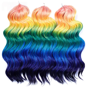 Ombre arc-en-ciel 3X Cendrillon <span class=keywords><strong>Ocean</strong></span> Wave Extensions de cheveux 10-22 pouces synthétique Deep Twist Curly Crochet Tresses - Product Image 1