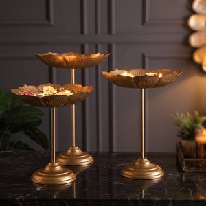 Juego de Urli Taj con pipa y base Pendi, Urli de metal con base Pendi, Portavelas decorativo, Urli Taj para decoración del hogar - Product Image 2