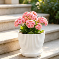 Pot de fleurs circulaire moderne en plastique PP de grande taille avec trous de drainage, durable, capacité de 2,89 L, modèle S-190, pour jardinage intérieur, usage domestique