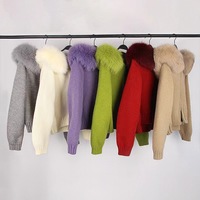 Manteau Court Hiver Polaire Chaud à Manches Bouffantes en Vraie Fourrure de Renard pour Femmes, Modèle Slim 2022, Veste Tricotée en Vraie Fourrure ou Cardigan