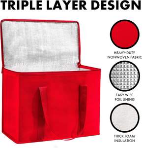 定制可重复使用的无纺布软购物杂货店野餐绝缘手提袋食品配送隔热食品冷却器袋 - Product Image 3