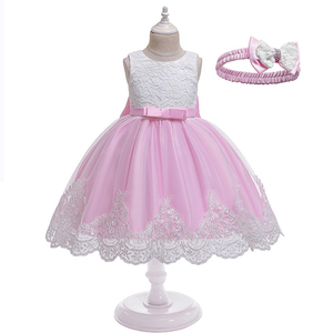 Nuevo Vestido de Encaje para Niñas con Temática Festiva, Elegante Vestido de Noche con Lazo Decorativo para Niñas, Venta al por Mayor de Fábrica, Trajes Formales para Fiestas Navideñas - Product Image 2
