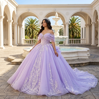 Robe de Quinceañera élégante Jancember 1536 en tulle lilas scintillant, broderie baroque, robe de bal