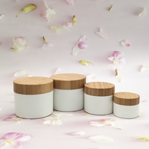 Pots cosmétiques de luxe personnalisés, écologiques, à double paroi, en PP blanc, imprimés en sérigraphie, vides, avec couvercle en bambou, 5-250g - Product Image 4