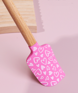 Tim In <span class=keywords><strong>Silicone</strong></span> <span class=keywords><strong>Scraper</strong></span> Tay Cầm Bằng Gỗ Chịu Nhiệt Thìa Không Dính Đồ Nấu Nướng An Toàn Đồ Dùng Cho Baking <span class=keywords><strong>Pastry</strong></span> BPA Miễn Phí - Product Image 3