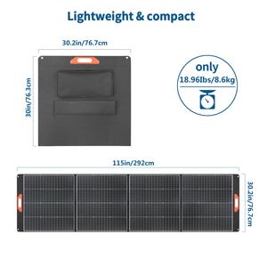 แผงโซลาร์เซลล์แบบพับได้ 400W โมโนคริสตัลไลน์ พกพาสะดวก รับผลิตแบบ OEM ODM พร้อมโลโก้ตามสั่ง สำหรับใช้พลังงานกลางแจ้ง - Product Image 3