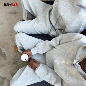 All'ingrosso abbigliamento di alta qualità personalizzato <span class=keywords><strong>felpe</strong></span> <span class=keywords><strong>con</strong></span> Zip e pantaloni larghi pantaloni dritti due pezzi tute da uomo - Product Image 2