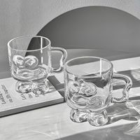 Tasse à café/dessert à pied haut, design style Ins, luxe léger haut de gamme, avec poignée, à simple paroi, pour boissons et jus