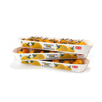 Barquette jetable en carton blanc imprimé pour fruits et tomates cerises à emporter