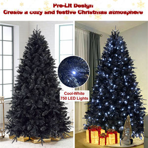 Árbol de Navidad Negro con Luces Preinstaladas, Decoraciones Navideñas Artificiales para el Hogar, Oficina, Decoraciones para Fiestas de Halloween - Product Image 4