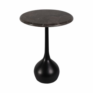 Tavolino d'Appoggio in Marmo, Piccolo Tavolo Rotondo per Camera da Letto e Soggiorno - Product Image 1