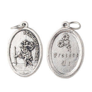 15*26Mm Logam Campuran Seng 1 Inci Tinggi Katolik <span class=keywords><strong>St</strong></span>. <span class=keywords><strong>Christopher</strong></span> Liontin Dalam Antik Lapis Perak untuk Pembuatan Perhiasan Agama - Product Image 2