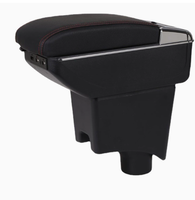 DAIAO 2026 Boîte de rangement rotative de luxe en cuir noir avec porte-gobelet et chargeur USB pour Renault Logan/Sandero 1