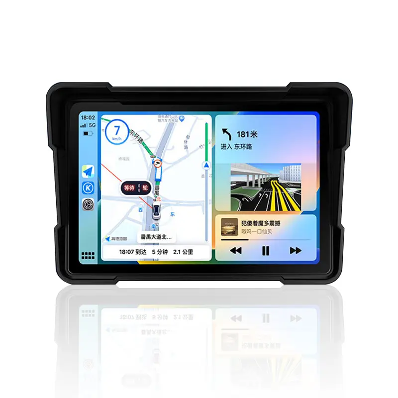 Ihuella 5 Inch Display Waterdichte Motorfiets Snelheidsmeters Android Auto Touchscreen Gps Navigator Systeem Carplay Radio