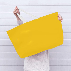 Sac fourre-tout de plage jaune en toile, grand format, réutilisable, idéal pour les courses, les voyages, les pique-niques et le camping - Vente en gros - Product Image 4