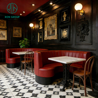 Ensemble de table et chaises de restaurant en cuir rouge avec comptoir en marbre, meubles de banquette Ron Group