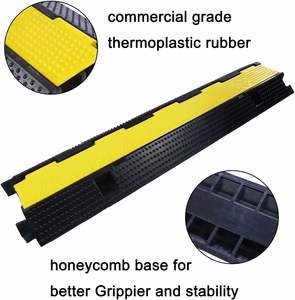 इनडोर/आउटडोर ट्रैफिक स्पीड बम्प 1 चैनल 22000lbs लोड क्षमता रबर केबल रैंप कॉर्ड कवर ट्रैफिक चेतावनी - Product Image 3