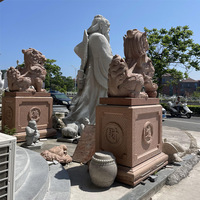 Taille personnalisée jardin chinois maison grande pierre rouge sculpture FENG SHUI Dragon Kirin Statue et Kylin Sculpture Qi Lin à vendre