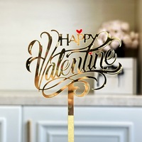 Fröhlicher Valentinstag Herzförmiger Acryl-Cake-Topper Kuchendekoration Zubehör und Partybedarf