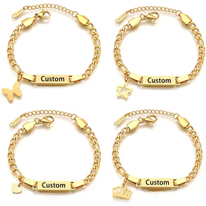 Nueva Pulsera de Acero Inoxidable con Baño de Oro PVD de 18K para Mujer, con Placa Lisa Personalizable para Grabado de Apodo, Fecha de Cumpleaños o Conmemoración - Product Image 2