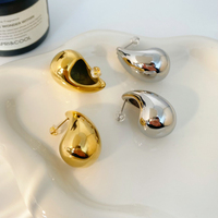 Anting-anting tetesan air berlapis emas titanium steel frosted photosensitive surface canggih baru, perhiasan anting-anting modis