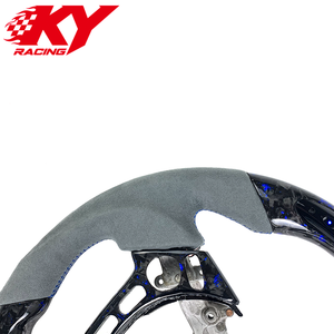 Volante deportivo LED RPM de fibra de carbono forjada personalizada, con revestimiento de gamuza gris, apto para Nissan GT-R R35 350z 370z 400z - Product Image 2