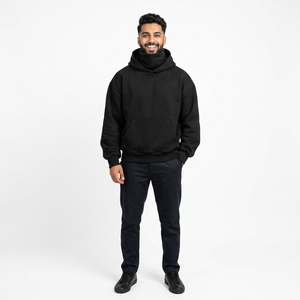 Nouveaux sweats à capuche pour hommes, 500GSM, double capuche, polaire, balaclava, tricot, impression personnalisée, broderie 3D, fermeture éclair, capuche unie - Product Image 1