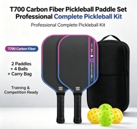 T700 Carbonfaser Pickleball-Schläger-Set, Professionelles Kit mit 2 Schlägern, 4 Bällen und Tragetasche für Pickleball-Club-Teamtraining